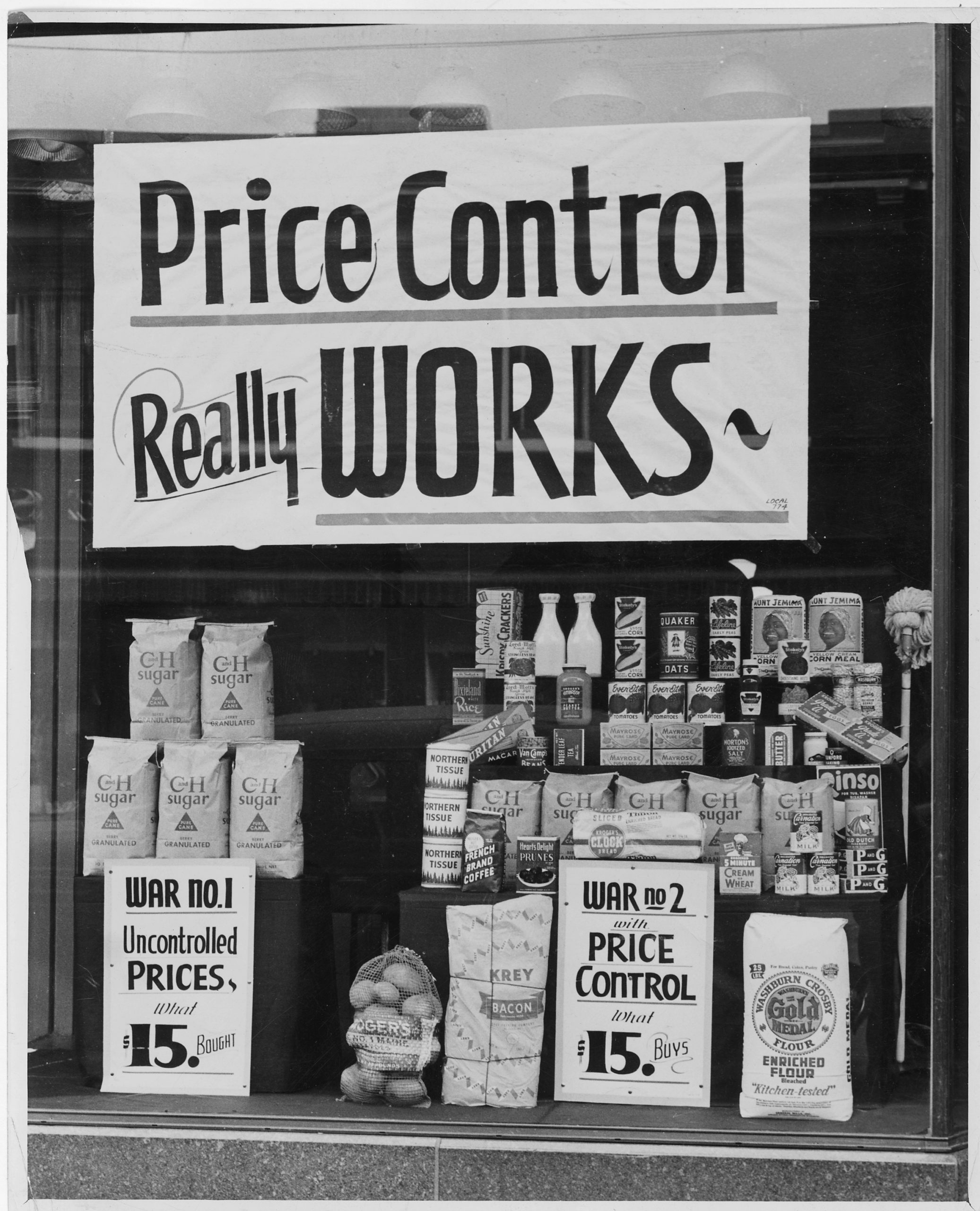 A World War II-era shop display promoting price controls. Courtesy, Wikipedia