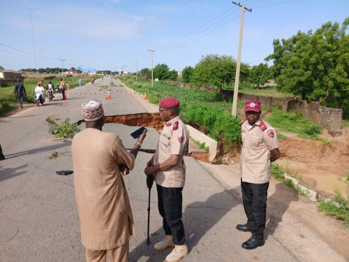 Bridge collapse along Katsina-Batsari Road after Saturday, 9th August 2025 heavy downpour